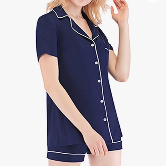 Woman's SIORO Navy Button Down PJ/Sleepwear Top M - Picture 9 of 9